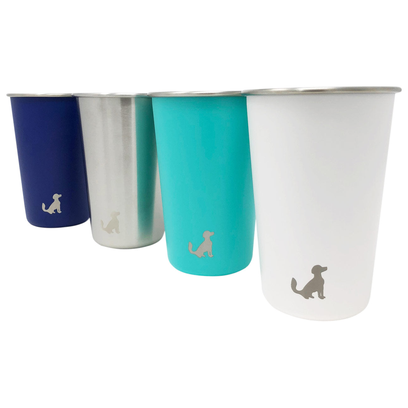 16oz Single Wall Stainless Steel Cups / Pint Glasses, set of 4