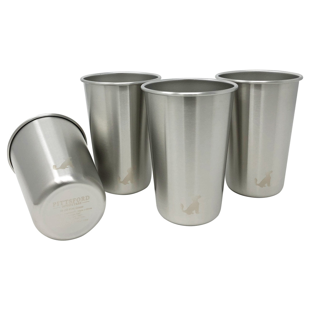 16oz Single Wall Stainless Steel Cups / Pint Glasses, set of 4