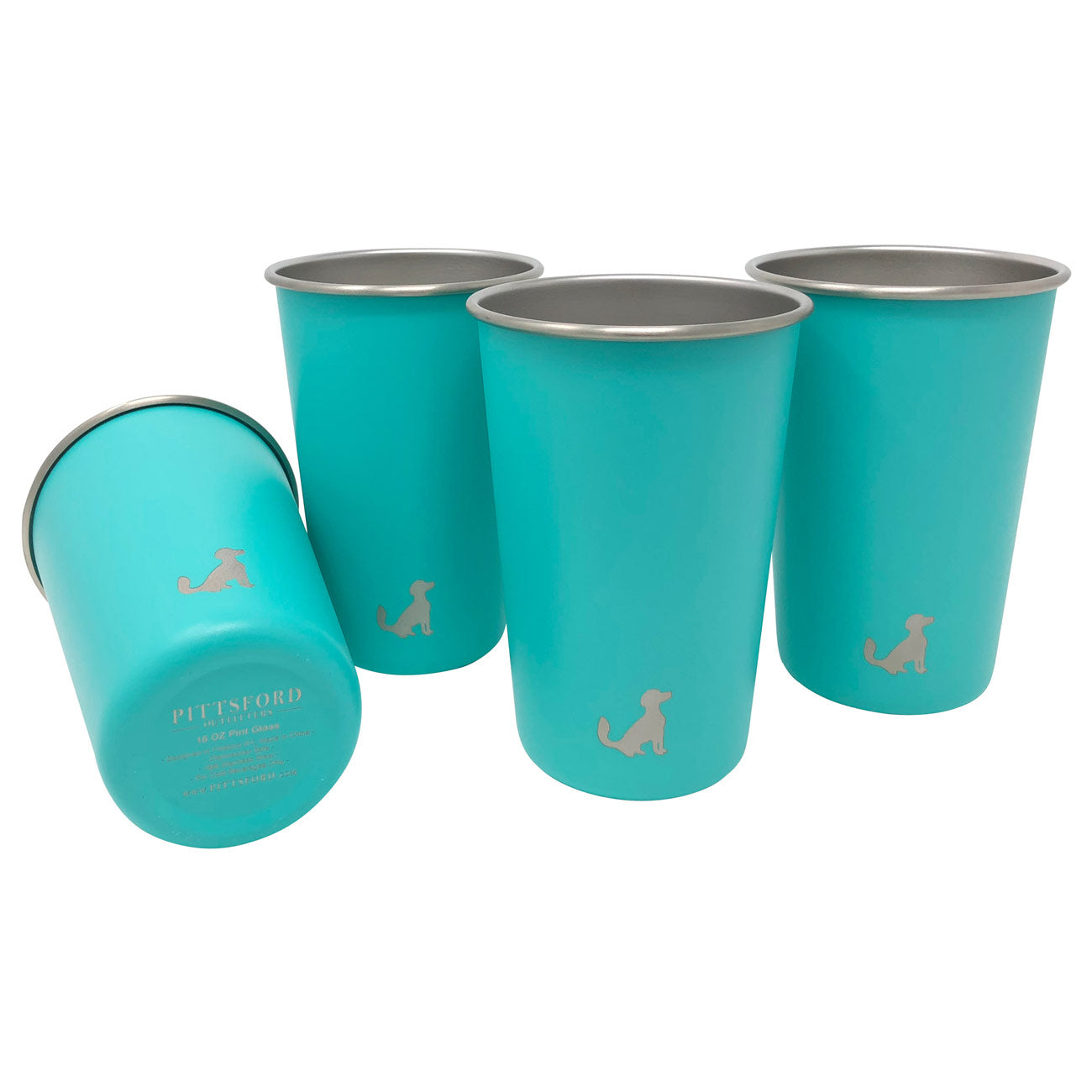 16oz Single Wall Stainless Steel Cups / Pint Glasses, set of 4